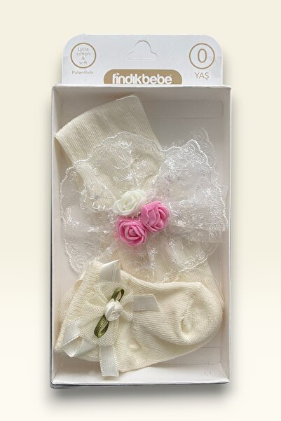 Esinti Newborn Baby Girl Bandana and Booties Socks Set (0-3 Months)