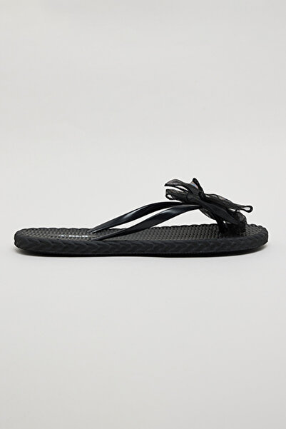 R&B Women's Black Bow Detail Flip-Flops