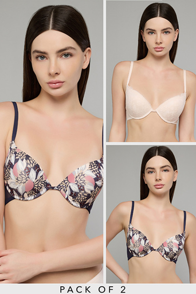 R&B Women's Dark blue 2 Pack Push Up Bras