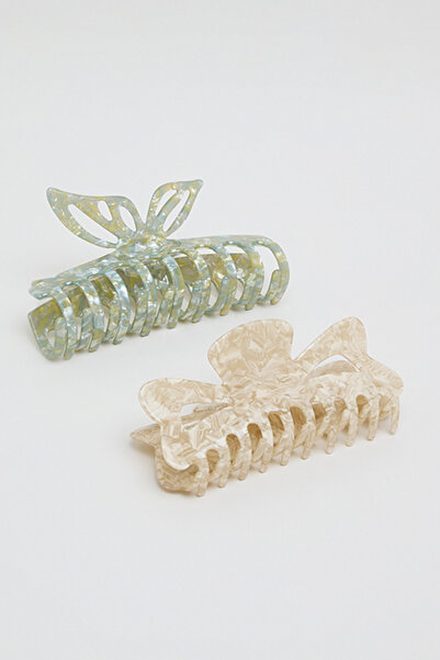 R&B Women's Multicolor 2 Pack Large Claw Clips