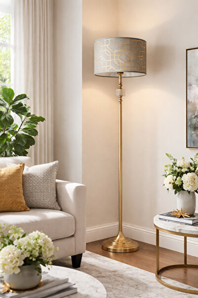 AbajurAksesuar Jamal Bronz - Gray Floor Lamp