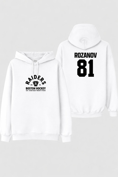 AYDESİGN Heated Rivalry İlya Rozanov 81 Printed White Hooded Sweatshirt