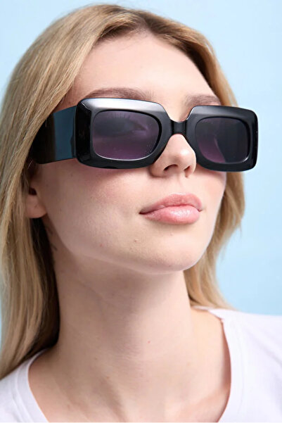 MACERATİ Parls Black Rectangular Unisex Ultra Light Sunglasses with Uv400 Filter