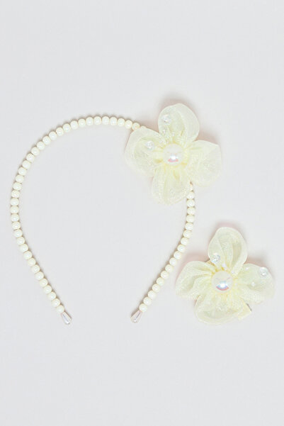 R&B Girl's Cream Hairband & Hairclip Set