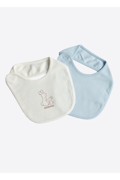 kitikate Organic New Basic 2-Piece Apron Blue-Ecru