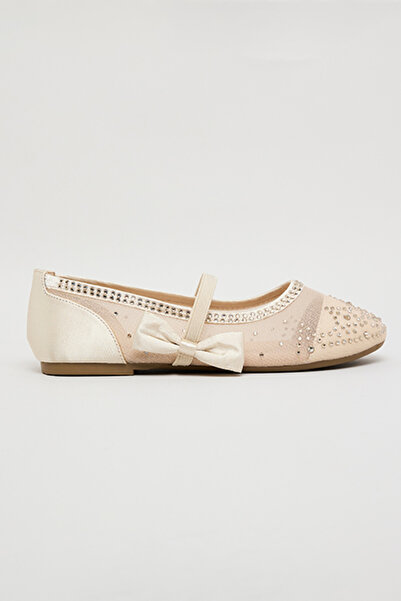 R&B Girl's Gold–colored Embellished Ballerinas