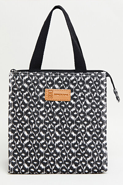 R&B Unisex Black Patterned Lunch Bag