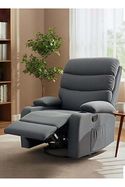 M SMART Rocking Swivel Soft Fabric Recliner Chair, Lazy Boy Chair with Dual C...
