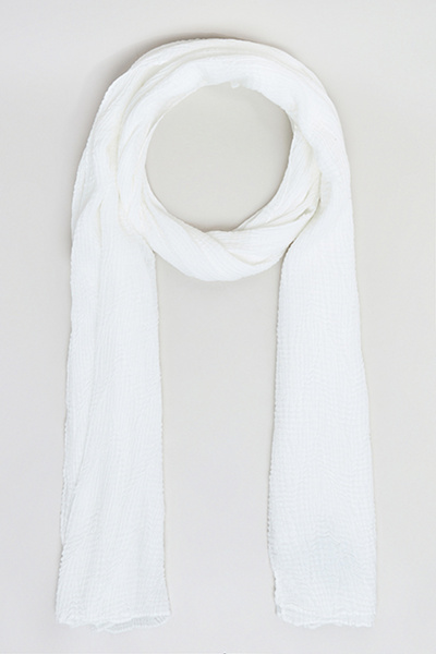 R&B Women's White Textured Scarf, 180X85cm