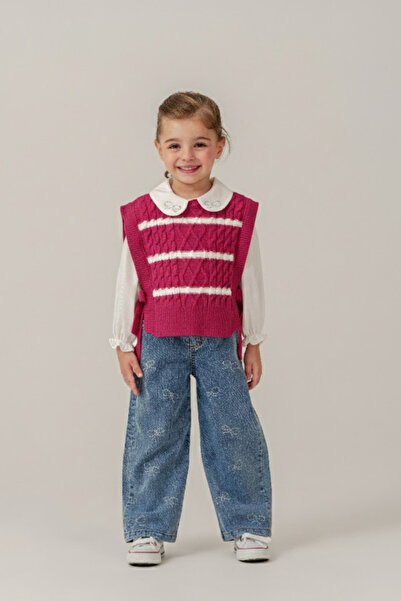 Eray Kids Set de sărbătoare din 3 piese pentru fete: pantaloni din denim cu f...