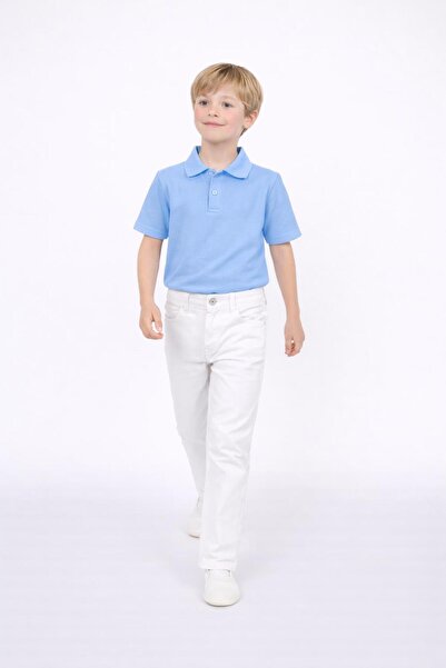 Dıgıl Kids Set băieți: Tricou cu guler polo și pantaloni din lycra, alb și al...