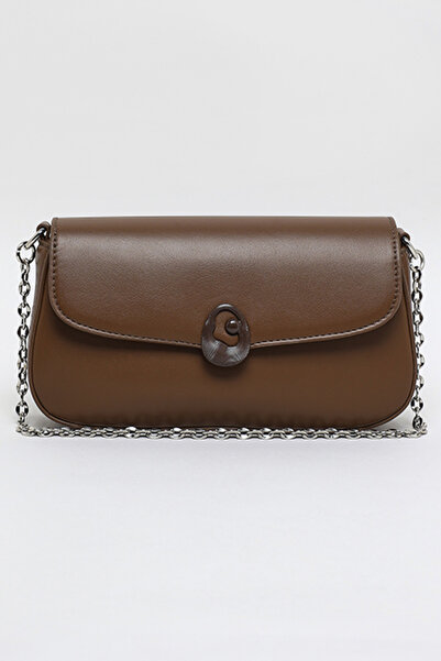 R&B Women's Brown Solid Flap Sling Bag