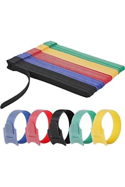 The Bros 100 قطعة من أربطة الكابلات القابلة لإعادة الاستخدام مع خطاف وحلقة، م...