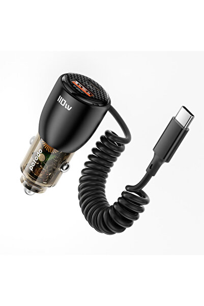 porodo 110W Transparent Dual Port Car Charger With USB-C Cable & USB-A+USB-C ...