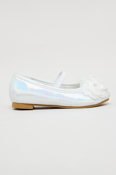 R&B Girl's Cream 3D Flower Mary Jane Shoes