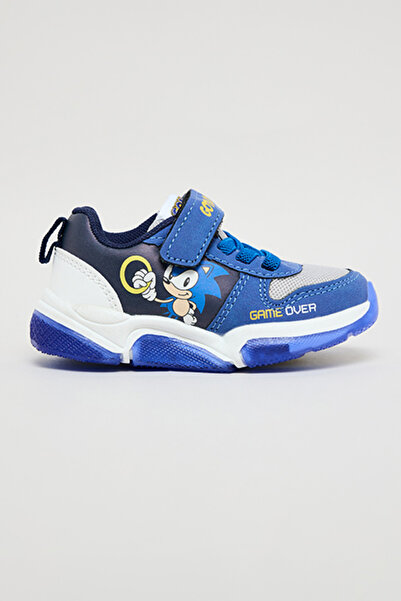 R&B Boy's Dark blue Sonic Print Velcro Sneakers