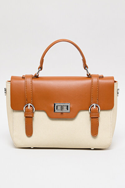R&B Women's BROWN Color Block Top Handle Bag