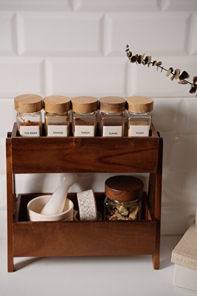 Dekorzdükkan Akasya Duo Two-Tier Kitchen Organizer (25X25Cm)