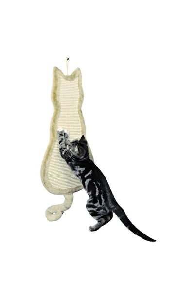 Trixie Tablă de zgâriat cu sisal, Trixie, formă de pisică, 35x69 cm, bej