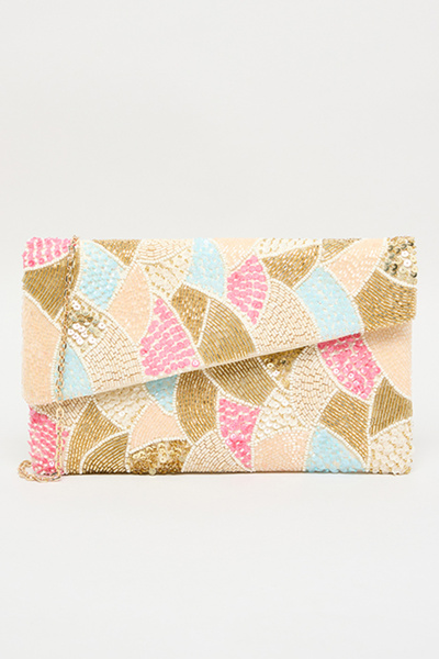 R&B حقيبة يد نسائية مزينة بألوان متعددة