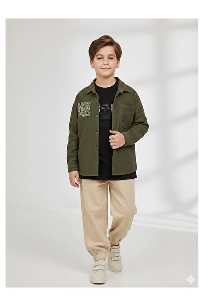 nk kids Nk 8-14 planet shirt 3-piece set khaki