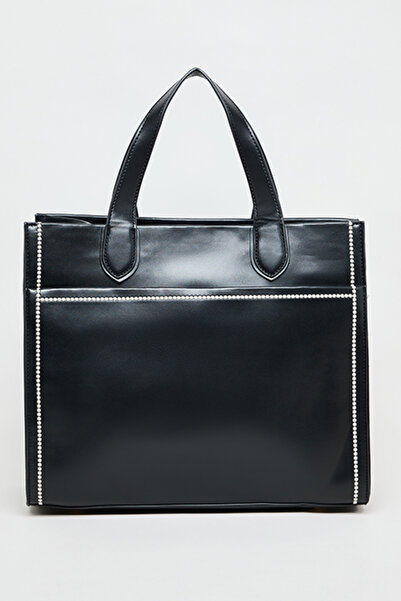 R&B Women's Black Solid Tote Bag