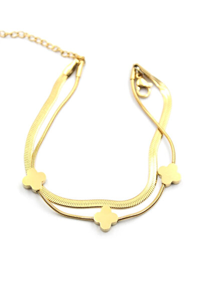 Generic Brand Italian Chain Multi Clover Bracelet - Gold