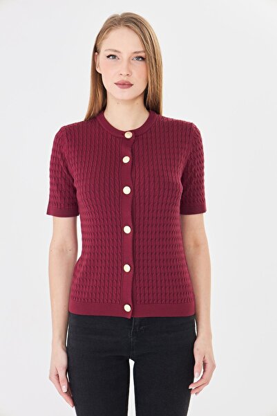 Irmak Kerekli Women's Crew Neck Hair Knit Short Sleeve Knitwear Cardigan 1218...