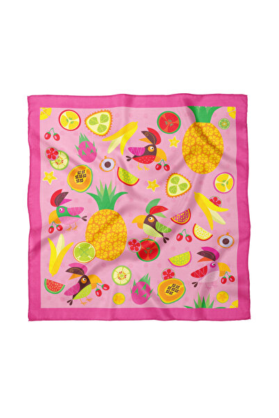 Sultan İpek Fruit Parrot Patterned Scarf / Bandana 50X50Cm