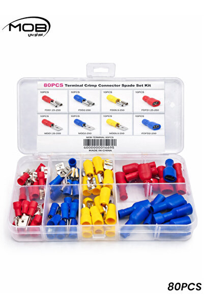 Generic 80 Pcs Insulated Spade Terminal Crimp Connector Set Copper Electrical...