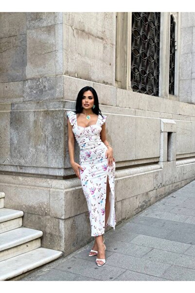 NİCE STYLE ROCHIE DE DAMĂ CU VOLANE LA UMBRĂTĂȘI, DETALII CU CAPĂTURI, DIN LI...