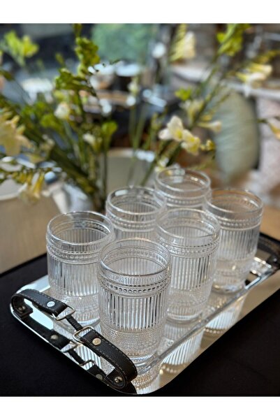 Dekordan House Retro 6'lı Ayaklı Cam Meşrubat Bardağı