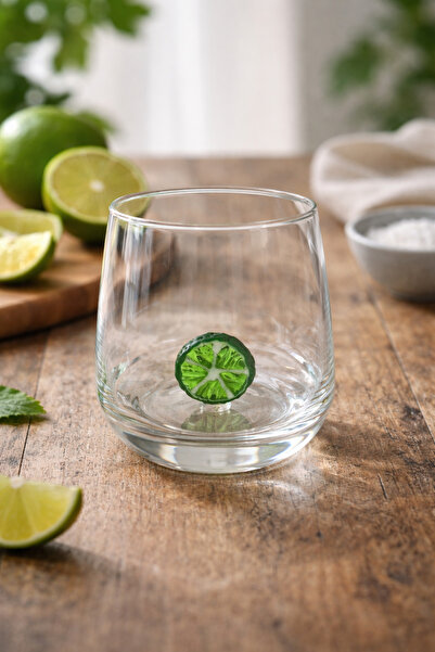 ADAMODART Lime Lemon Slice Glass Figured Single Water Glass