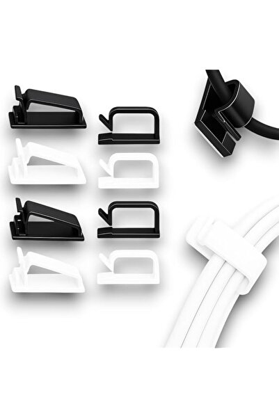 The Bros مجموعة مشابك تنظيم الكابلات، 50 قطعة (20 كبيرة + 30 صغيرة، أسود وأبي...