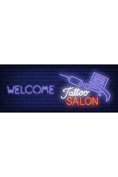 Slasa Welcome Tattoo Salon Multicolor LED Neon Wall Decor with Acrylic Base 3...