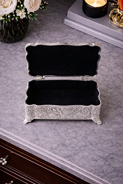 RASHA COLLECTION Gümüş Kaplama Kare Büyük Kutu