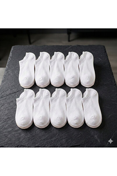 Üstünel çorap Pack of 10 Cotton Invisible Sneaker Socks Set - White