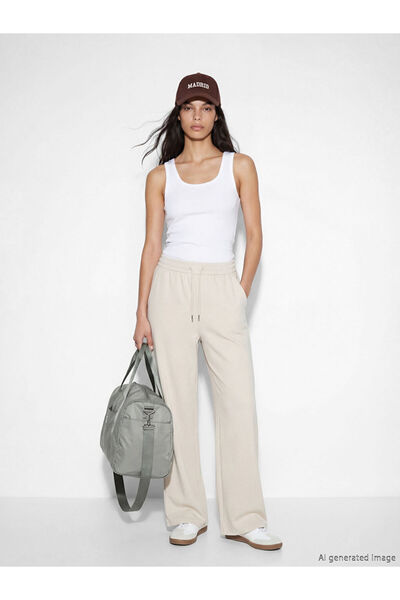 LC Waikiki Beige Elastic Waist Wide Leg Women's Sweatpants from Güli̇s Gi̇yi̇m