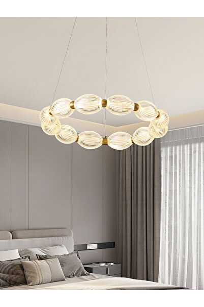 Apliqa Aspen 12'li Yuvarlak Eskitme Sarkıt Led Modern Salon Avize