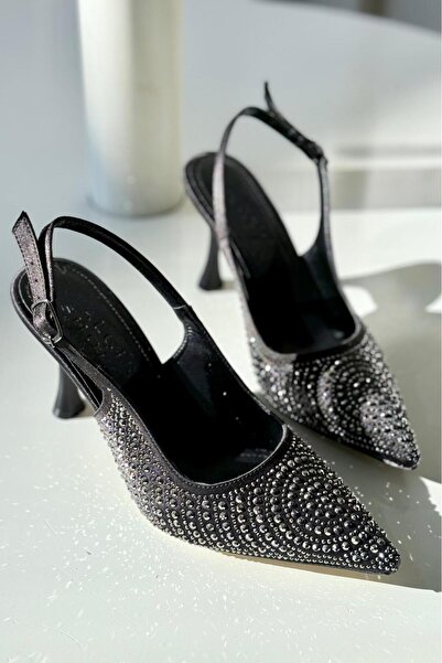 yezy shoes Pantofi cu toc subțire din satin cu detalii în piatră, stiletto pe...