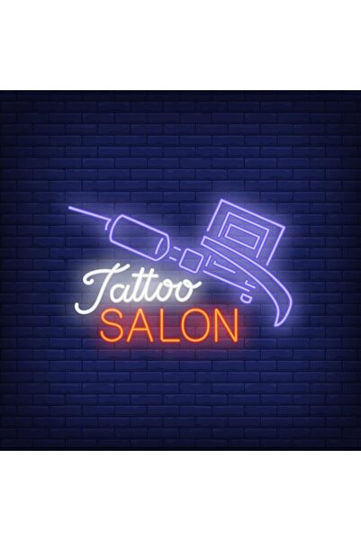 Slasa Tattoo Salon Multicolor LED Neon Wall Decor with Acrylic Base 50x60 cm