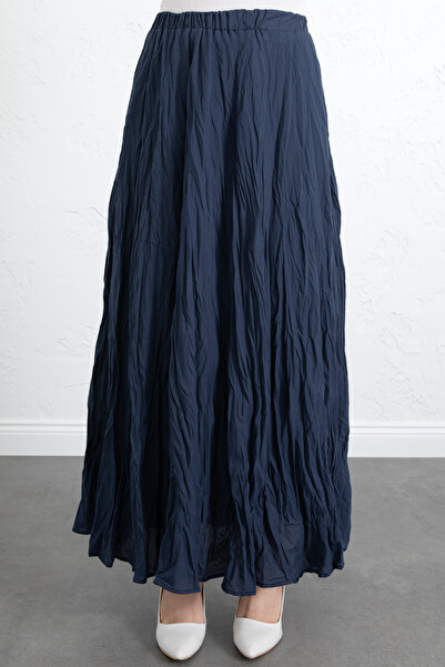 Salih Çelebi Kraş Textured Long Skirt 253000 - Dark Blue
