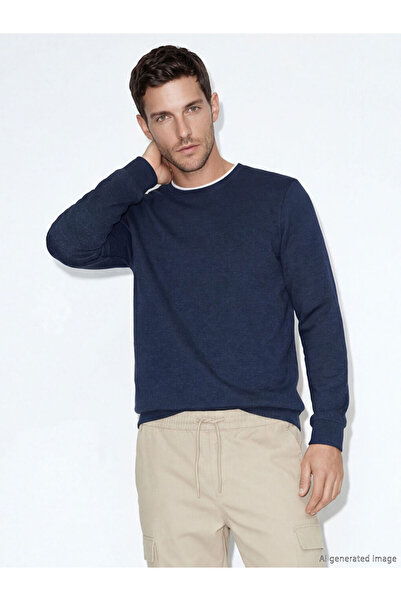 LC Waikiki سويت شيرت إنديجو بيكليت كولار للرجال