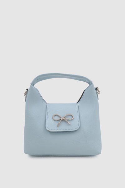 Wuclo Sorla Bow Detailed Cross Strap Hand and Shoulder Bag Baby Blue