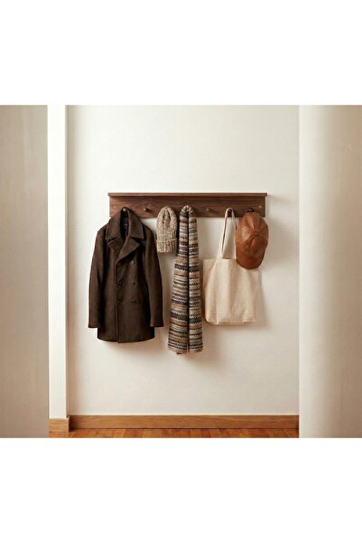 Gafhaus Doğal Ahşap Duvar Rafı ve Askılık /portmanto