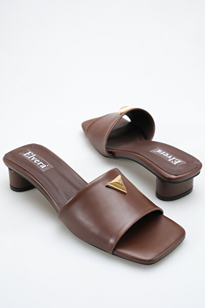 MALENTA Women's Heeled Slippers White Skin Tone Blunt Toe Round Heels with Go...