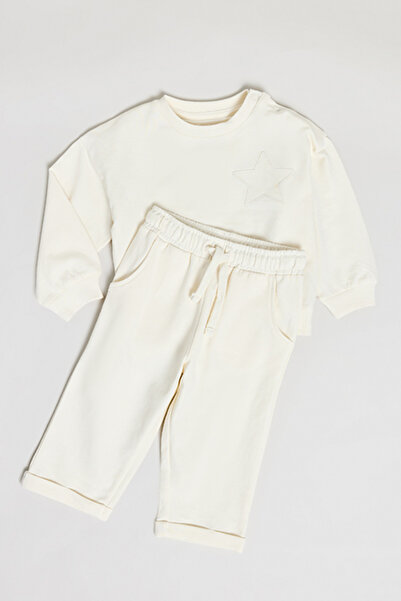 R&B Girl's Cream Solid Clothing Set