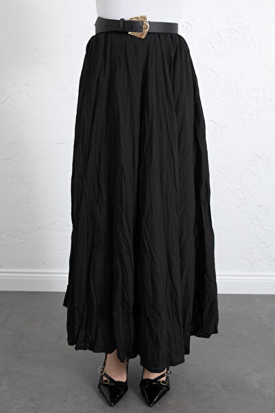Salih Çelebi Kraş Textured Long Skirt 253000 - Black