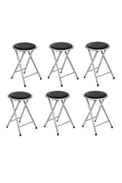 JHT Set of 6 Folding Chairs for Kitchen/Bar, 45x30 cm, Black