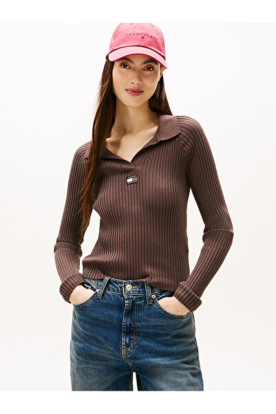 Tommy Hilfiger Kadın TJW Ribbed Polo Yaka Kazak